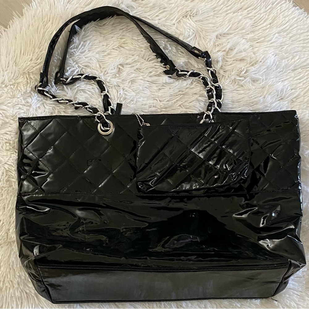 Black Quilted Tote Bag